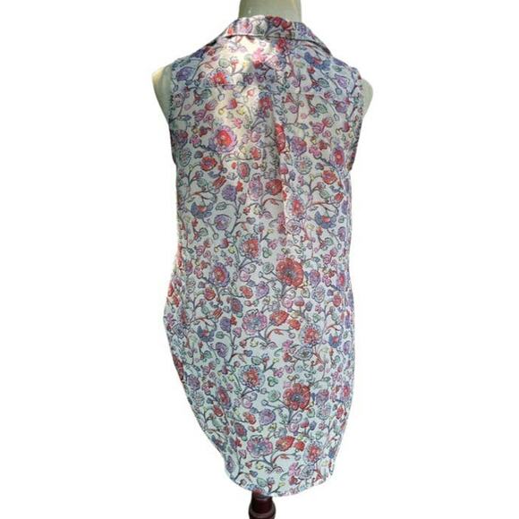 H&M Floral Sleeveless Button Blouse Hi Low Cut Size 4 - Picture 5 of 8